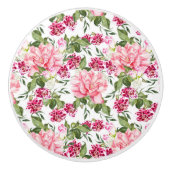 Blume mit Blumenbeeren Rose Keramikknauf (Vorderseite)