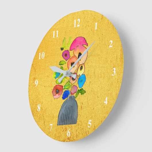 Blume mit Blumenbezug Große Wanduhr (Winkel)