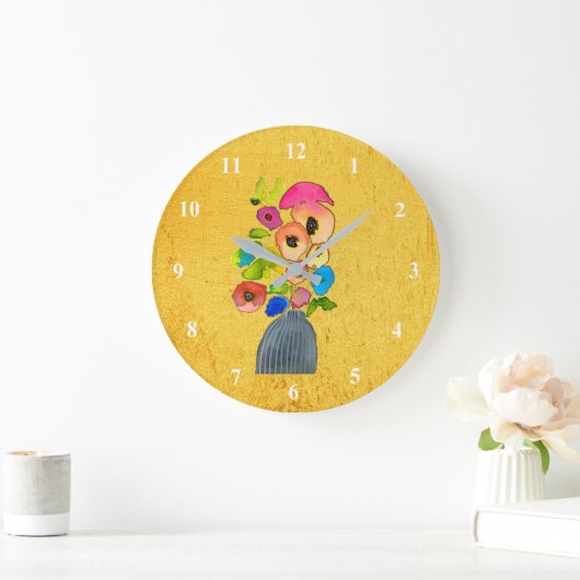 Blume mit Blumenbezug Große Wanduhr (Zuhause)