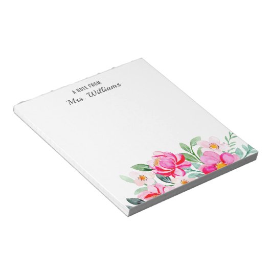 Blume mit Blumenbezug Individuelle Name Notizblock (angewinkelt)