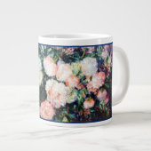 Blume mit Blumenmuster Rosa Blattfarbe Jumbo-Tasse (Vorderseite Rechts)
