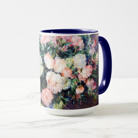 Blume mit Blumenmuster Rosa Blattfarbe Tasse (VorderseiteRechts)