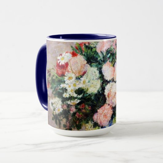 Blume mit Blumenmuster Rosa Blattfarbe Tasse (Vorderseite Links)