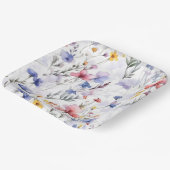 Blume mit Blumenmuster Wasserfarbe Blau Rosa Botan Pappteller (Gewinkelt)