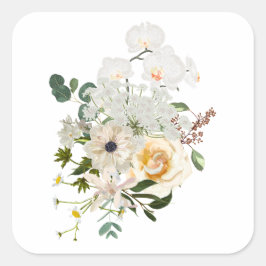 Blume mit Blumenstrauß. Quadratischer Aufkleber