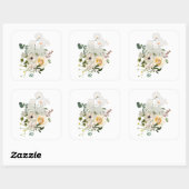 Blume mit Blumenstrauß. Quadratischer Aufkleber (Blatt)