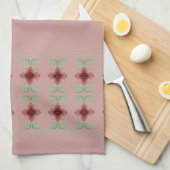 Blume mit Bordeaux Geschirrtuch (Viertel Falte)