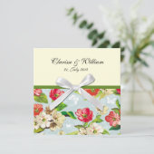 Blume mit Bow-Hochzeitsempfang Einladung (Stehend Vorderseite)