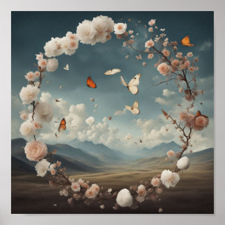 Blume mit Butterfly Poster