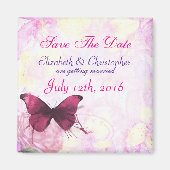 Blume mit Butterfly Save the Date Magnet (Vorne)