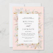Blume mit Creme und Blush Einladung (Vorderseite)