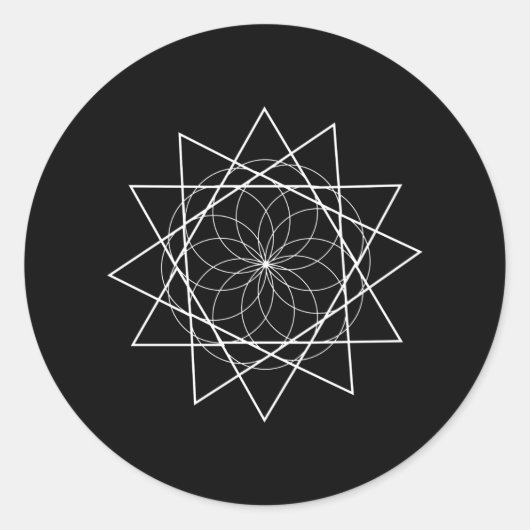 Blume mit dreieckiger Sakralgeometrie Runder Aufkleber (Vorderseite)