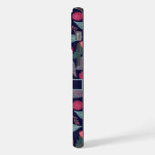 Blume mit dunkelblauem grünem Blumenrosa iPhone Hülle (Linke Seite)