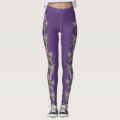 Blume mit dünner violetter Oberfläche und lila Str Leggings (Vorderseite)
