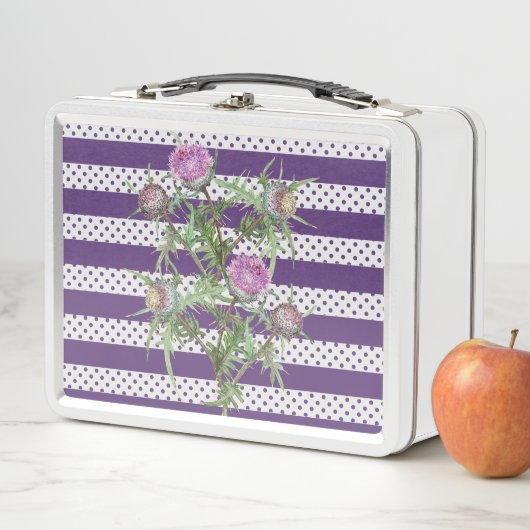 Blume mit dünner violetter Oberfläche und lila Str Metall Brotdose (Beispiel)