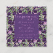 Blume mit dünner violetter Oberfläche und lila Str Quadratische Visitenkarte (Rückseite)