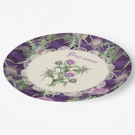 Blume mit dünnvioletter Oberfläche Pappteller (Schrägansicht)