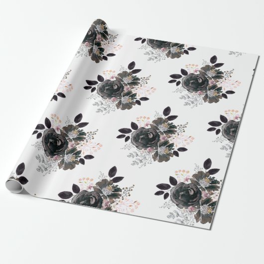 Blume mit einfarbigem Bouquet im Designstil Geschenkpapier (Ungerollt)