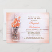 Blume mit elegantem Pfirsichglas Brautparty Einladung (Vorderseite)