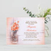 Blume mit elegantem Pfirsichglas Brautparty Einladung (Stehend Vorderseite)