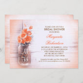 Blume mit elegantem Pfirsichglas Brautparty Einladung (Vorne/Hinten)