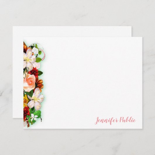 Blume mit Farbdruck für Handschrift Mitteilungskarte (Vorne/Hinten)