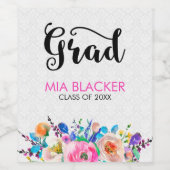 Blume mit farbenfrohen Wasserfarben - Abschlüsse Weinetikett (Einzelnes Label)