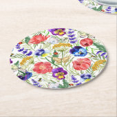 Blume mit farbenfrohen Wasserfarbenfeldern Unterse Runder Pappuntersetzer (Angewinkelt)