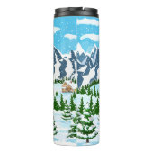 Blume mit farbenfroher Digitaldrucksicherung Thermosbecher (Rückseite)