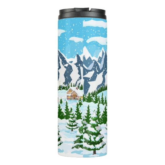 Blume mit farbenfroher Digitaldrucksicherung Thermosbecher (Rückseite)