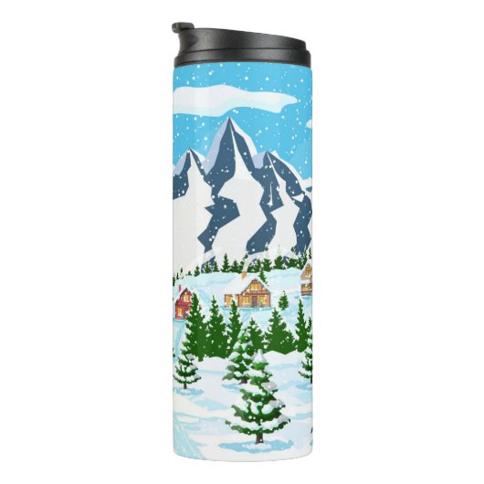 Blume mit farbenfroher Digitaldrucksicherung Thermosbecher (Nach rechts gedreht)