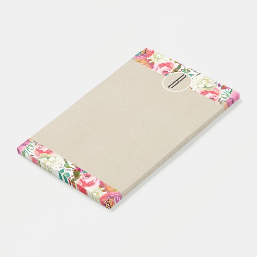 Blume mit farbigen Aquarellfarben Post-it Klebezettel (angewinkelt)