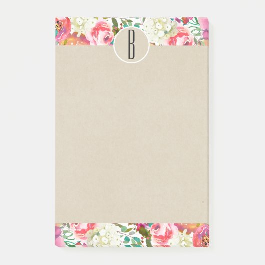 Blume mit farbigen Aquarellfarben Post-it Klebezettel (Vorderseite)