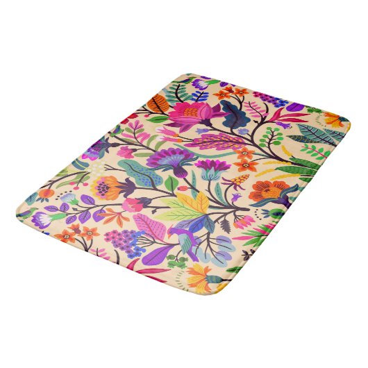 Blume mit farbigen Blumenbildern Druckmuster Badematte (Schrägansicht)