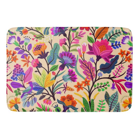 Blume mit farbigen Blumenbildern Druckmuster Badematte (Vorderseite)