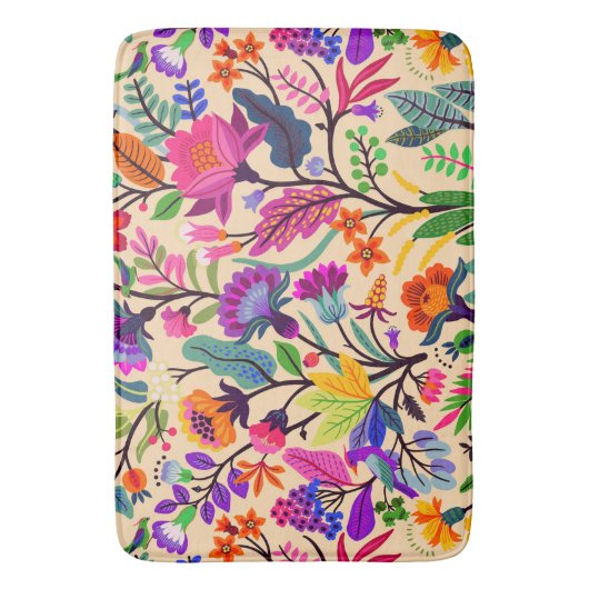 Blume mit farbigen Blumenbildern Druckmuster Badematte (Vorderseite Vertikal)