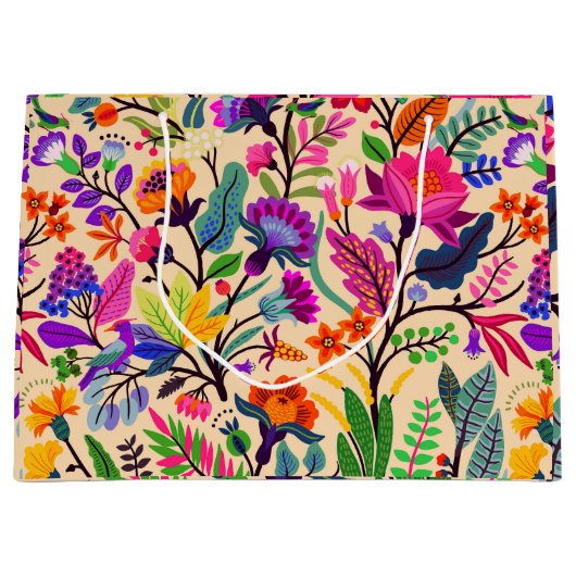 Blume mit farbigen Blumenbildern Druckmuster Große Geschenktüte (Vorderseite)