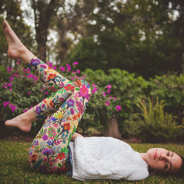 Blume mit farbigen Blumenbildern Druckmuster Leggings