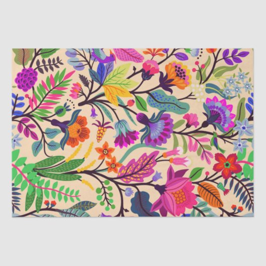 Blume mit farbigen Blumenbildern Druckmuster Seidenpapier (Vorderseite)