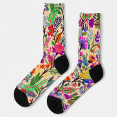 Blume mit farbigen Blumenbildern Druckmuster Socken (Linkes Detail)