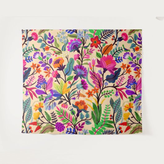 Blume mit farbigen Blumenbildern Druckmuster Wandteppich (Vorderseite (Horizontal))