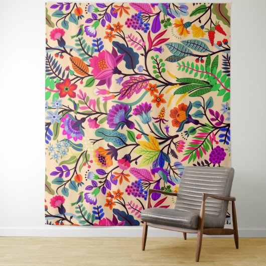 Blume mit farbigen Blumenbildern Druckmuster Wandteppich (Beispiel)