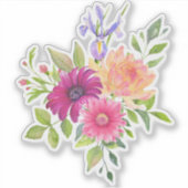 Blume mit farbigen Wasserfarben Rustikales Bouquet Aufkleber (Vorderseite)