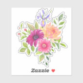 Blume mit farbigen Wasserfarben Rustikales Bouquet Aufkleber (Blatt)