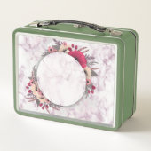 Blume mit floralen Rahmen aus Papier Metall Brotdose (Rückseite)