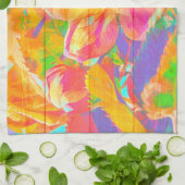 Blume mit floraler Aquarellfarbe, aus gelbem Holz Geschirrtuch (Gefaltet)