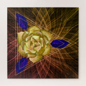 Blume mit Gold und Blauer Rose Puzzle (Horizontal)