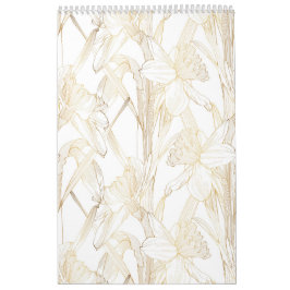 Blume mit goldfarbenen Tropen und Gartenpflanzen. Kalender