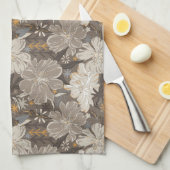 Blume mit grauen, weißen und bräunlichen zeichnete geschirrtuch (Viertel Falte)