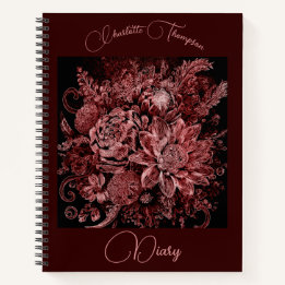 Blume mit Gravur - Tagebuch Notizblock